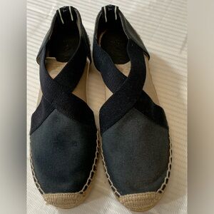 Tory Burch Women's Catalina Wedge Espadrilles. SZ 7. Black Canvas. EUC
